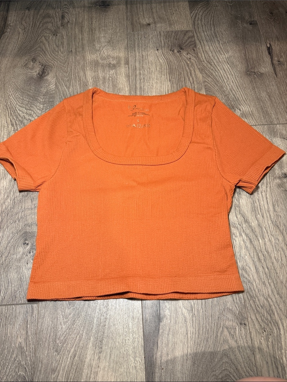 Maje Bright Orange Ribbed Scoop-Neck Crop Top